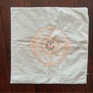 Almost NEW-Floral Lace European Embroidered Decorative Pillow Case Cushion Cover